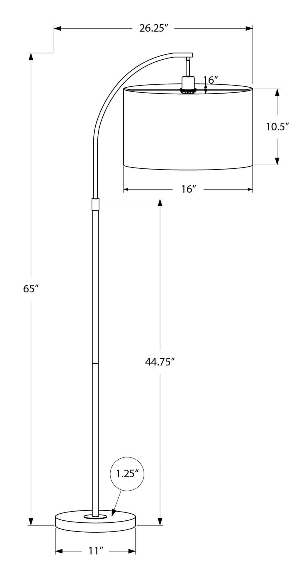 Lampadaire Arc Métallique 65 Brass|Lampe à pied arquée de 65 po en métal laiton