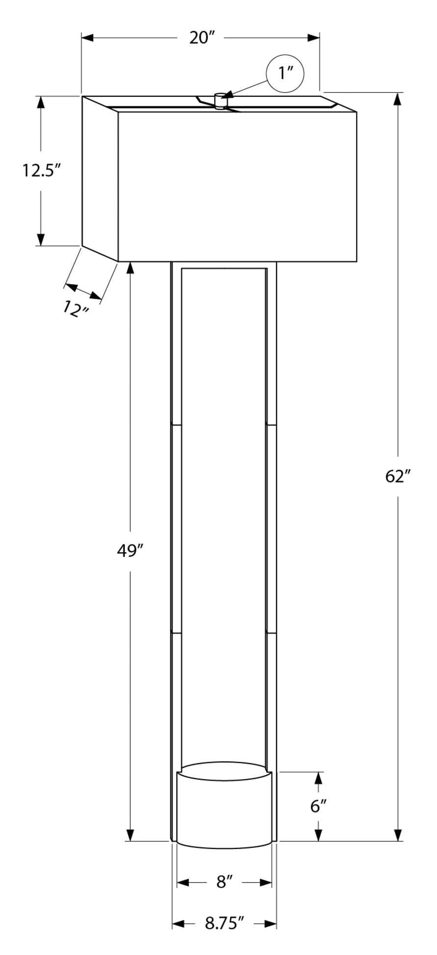 62 Lampadaire Moderne en Métal Noir|Lampe à pied moderne de 62 po en métal noir