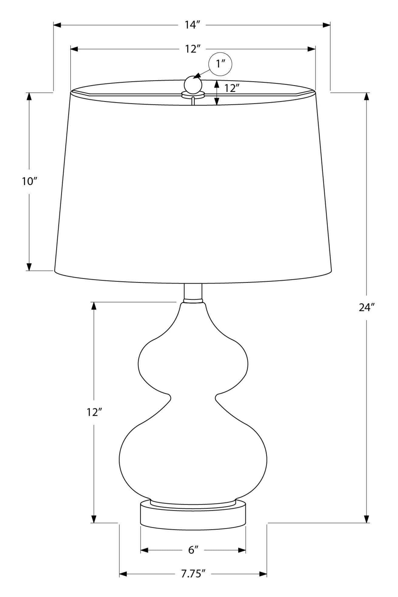 Lampe de table en verre bleu 24|Lampe de table de 24 po en verre bleu