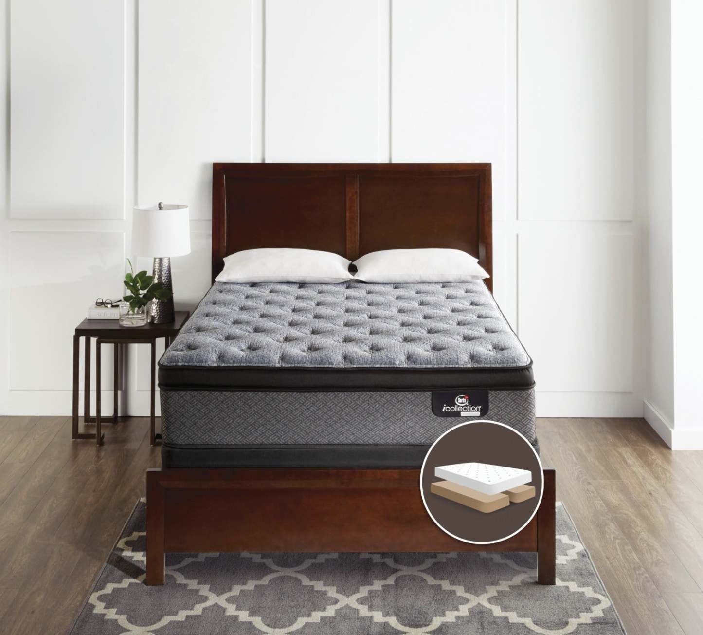 Serta® iCollection® Farina Medium Euro-Top Split Queen Mattress Set|Ensemble matelas semi-ferme à Euro-plateau divisé Farina iCollection Serta pour grand lit