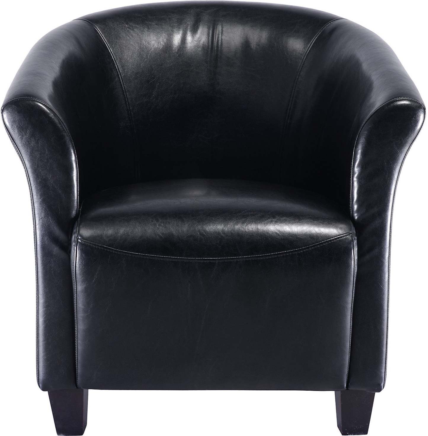 Fauteuil d'appoint de style baignoire en similicuir Ethan 31 avec pieds en bois - Noir | Fauteuil d'appoint Ethan de style gondole de 31 po en similicuir avec pattes en bois - noir