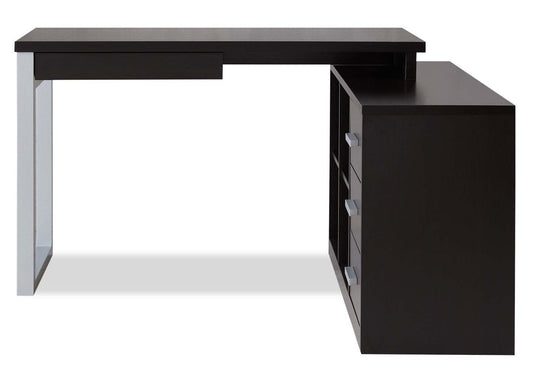 Bureau d'angle réversible Owen 55 avec 4 tiroirs et compartiments - Espresso|Bureau en coin réversible Owen de 55 po à 4 tiroirs et compartiments - espresso