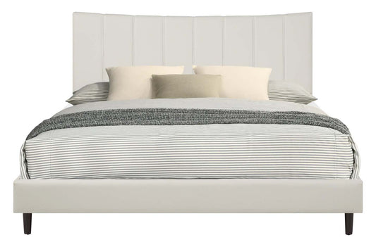 Lit plateforme Paseo en tissu de cuir végétalien taupe - Très grand lit | Lit plateforme rembourré Paseo en tissu de cuir végétalien taupe - format très grand lit