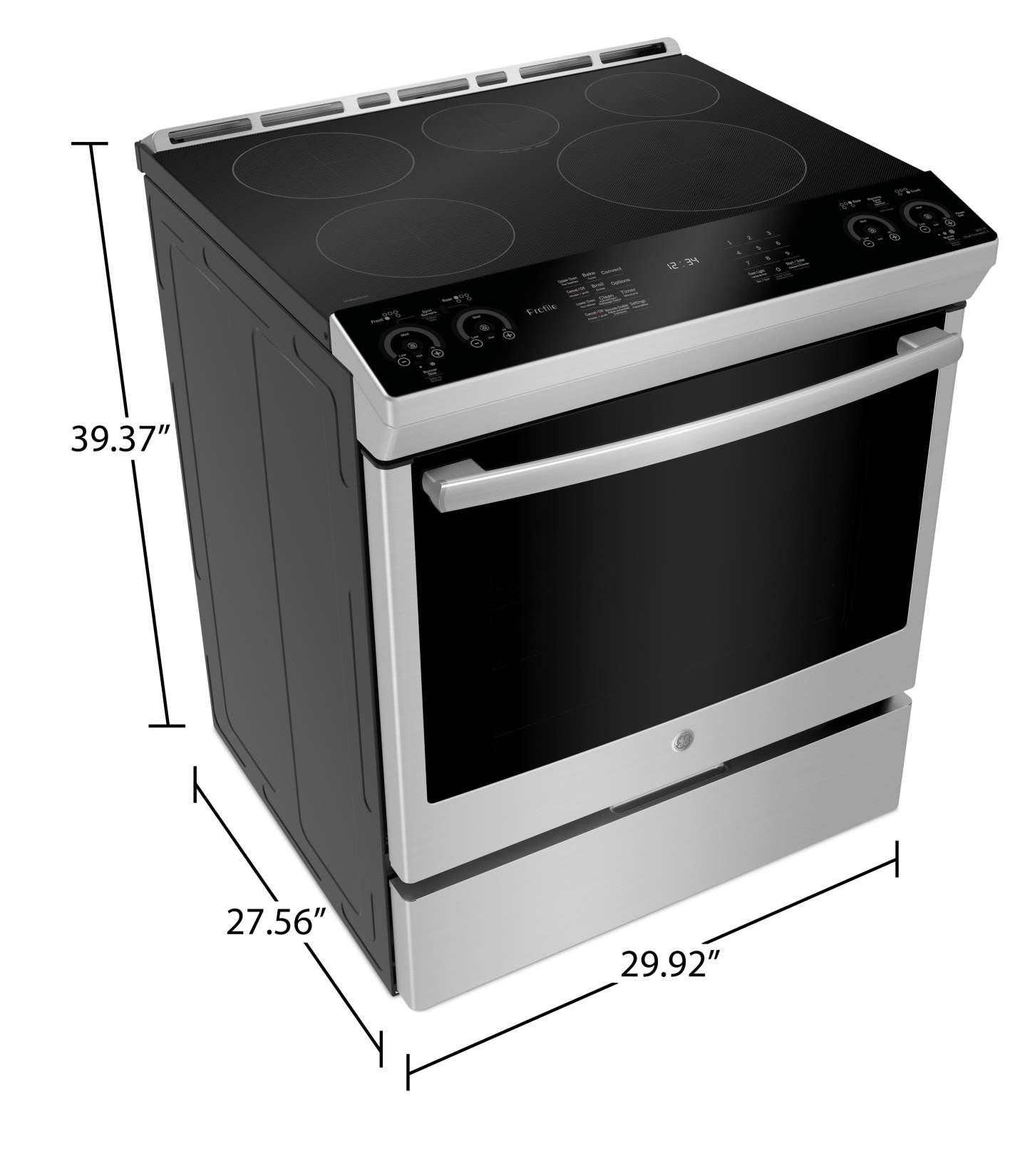 Cuisinière intelligente à induction Profil de 5,3 pi³ avec convection européenne véritable - acier inoxydable Fingerprint…