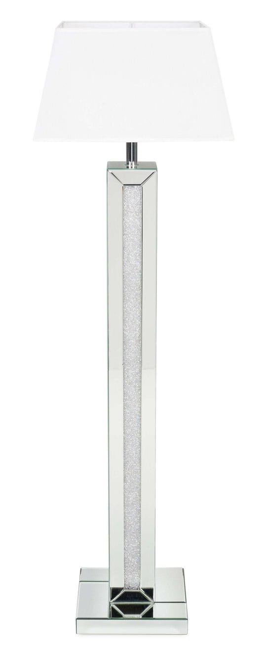 Persia 54.3 Glam Lampadaire avec verre, miroir et cristaux acryliques|Lampe à pied somptueuse Persia de 54,3 po avec verre, miroir et cristaux en acrylique