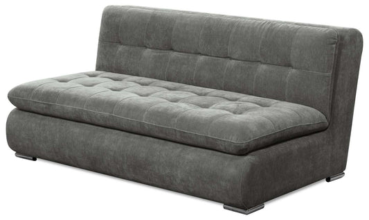 Scott Living Plaza Modular 63 Fabric Armless Loveseat with Tufted Back Cushions and Metal Legs - Grey | Causeuse modulaire sans accoudoirs Plaza de Scott Living de 63 po en tissu avec coussins de dossier capitonnés et pattes en métal - grise