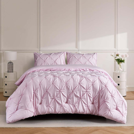 Ensemble d'édredon double 2 pièces Penelope - Rose | Ensemble d'édredon Penelope 2 pièces rose pour lit simple