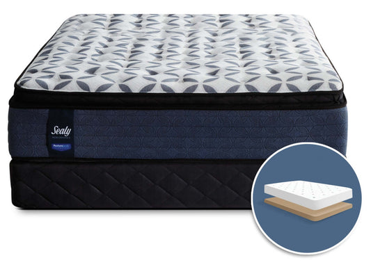 Sealy Posturepedic Kingsmill Pillow-Top Plush Low-Profile Mattress Set|Ensemble moelleux à plateau-coussin à profil bas Kingsmill Posturepedic de Sealy pour grand lit
