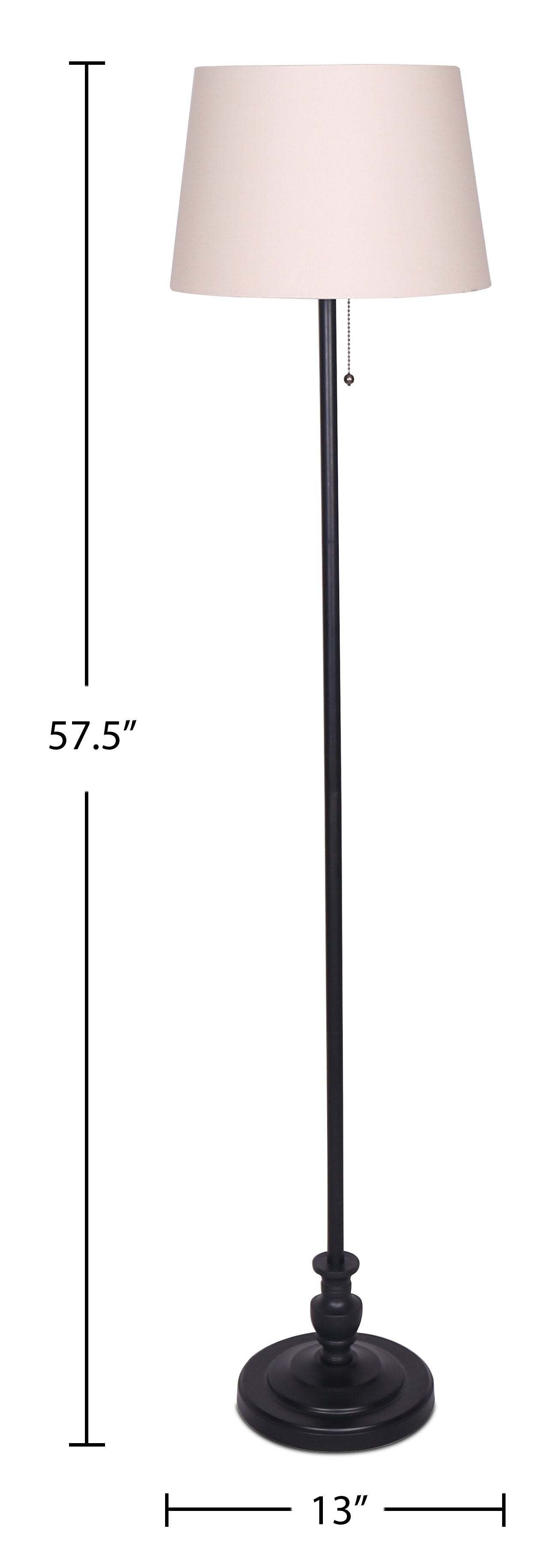 Ensemble 3 lampes Quinn traditionnelles noires, 2 lampes de table et 1 lampe à pied