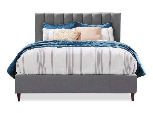 Kort & Co. Lit plateforme rembourré Rain en tissu gris, capitonné - Queen Size | Lit plateforme rembourré Rain de Kort & Co. en tissu gris capitonné - format grand lit