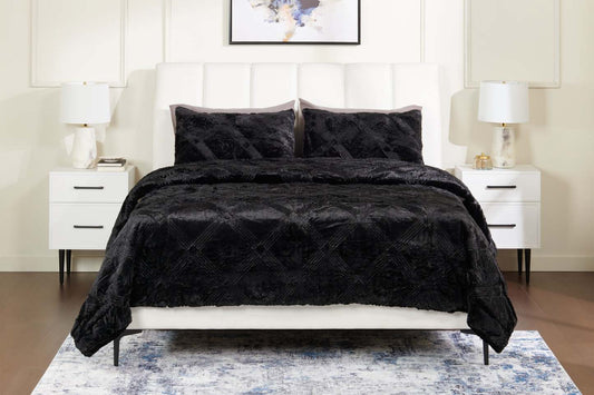 Ensemble d'édredon Serene 3 pièces pour lit double/grand lit - Noir | Ensemble d'édredon Serene 3 pièces pour lit double ou grand lit - noir