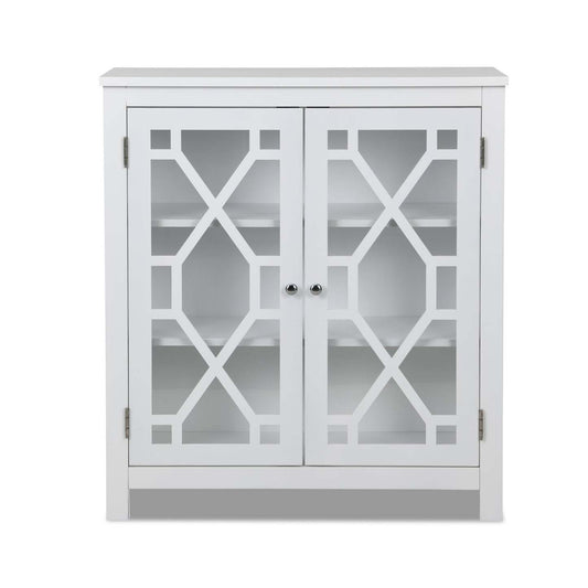 Armoire décorative Clary 31.5 avec portes en verre - Blanc|Armoire décorative Clary de 31,5 po avec portes en verre - blanche