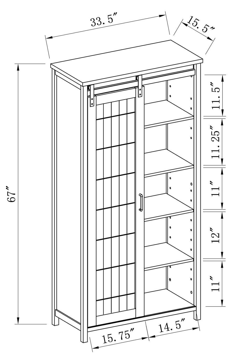 Armoire de rangement d'appoint Sienna 33,5 avec porte coulissante - Chêne foncé | Armoire décorative de rangement Sienna de 33,5 po avec porte coulissante - chêne foncé | SIENNACC