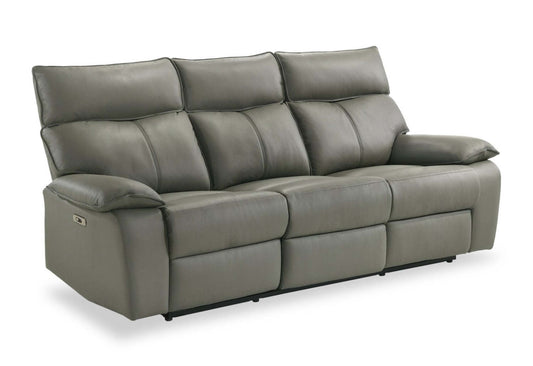 Sofa à inclinaison électrique Matteo de 88 po en cuir véritable - gris Aviarah