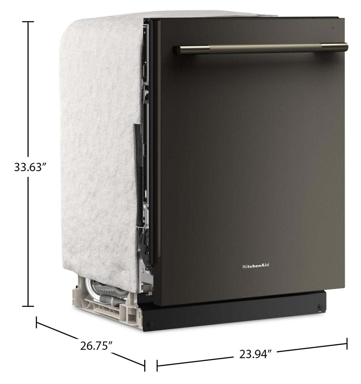 Lave-vaisselle KitchenAid de 24 po et de 44 dBA avec troisième panier 360° Max JetsMC - minéral noir - KDTS424SBE