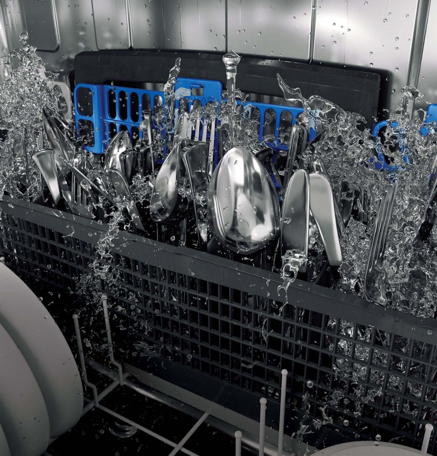 Lave-vaisselle intelligent encastré Profile de 24 po et de 44 dBA avec commandes sur le dessus et broyeur de nourriture Piranha - Acier inoxydable…