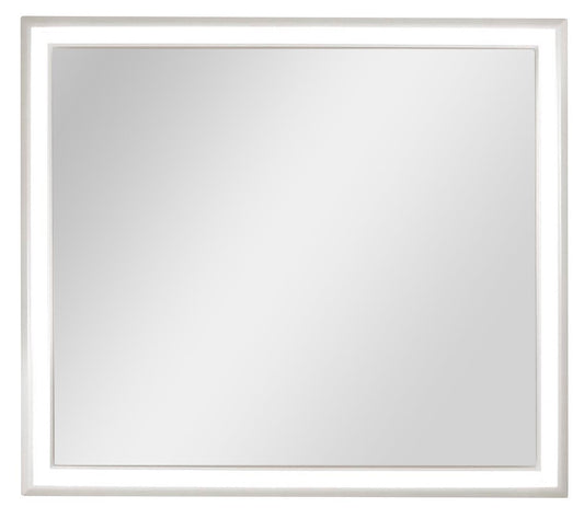 Miroir de commode de chambre à coucher Halo avec lumière LED, Glam - Blanc | Miroir de commode de chambre à coucher somptueux Halo avec éclairage à DEL - blanc