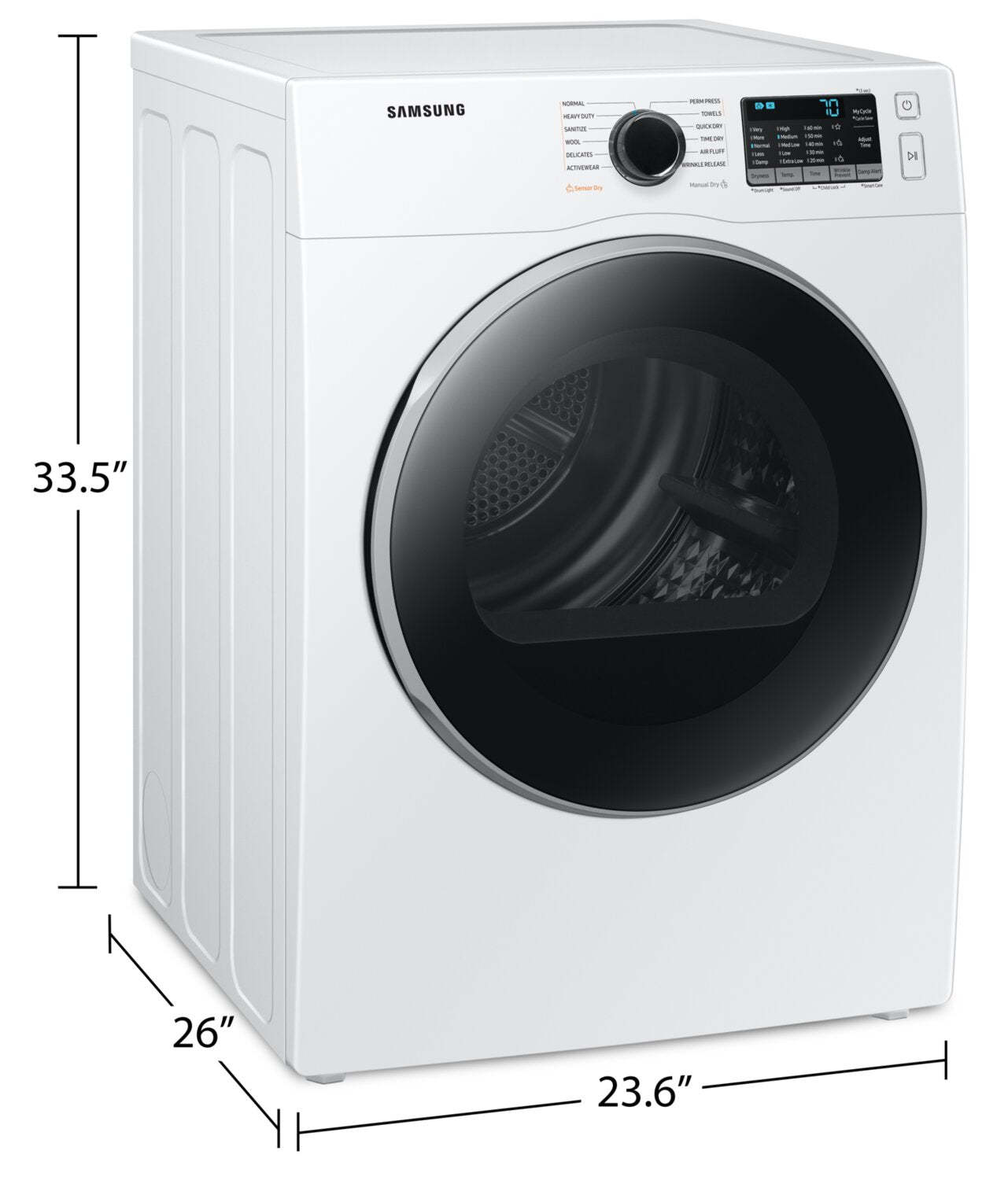 Sécheuse électrique Samsung de 24 po et de 4 pi³ - blanche - superposable - DV25B6800EW/AC | Samsung 24 4 Cu. Fort. Sécheuse électrique, blanche, empilable, DV25B6800EW/AC