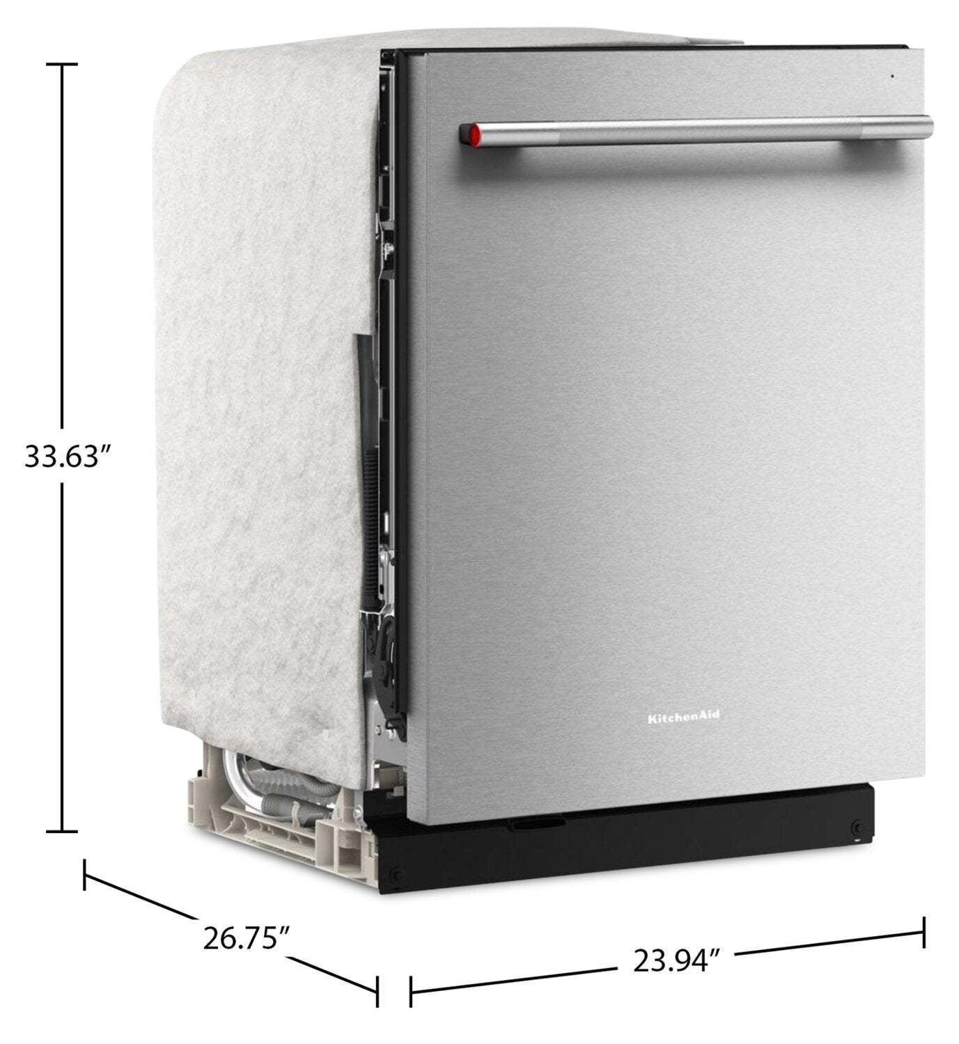 Lave-vaisselle KitchenAid de 24 po et de 44 dBA avec troisième panier 360° Max JetsMC - acier inoxydable avec fini PrintShieldMC - KDTS724SPS