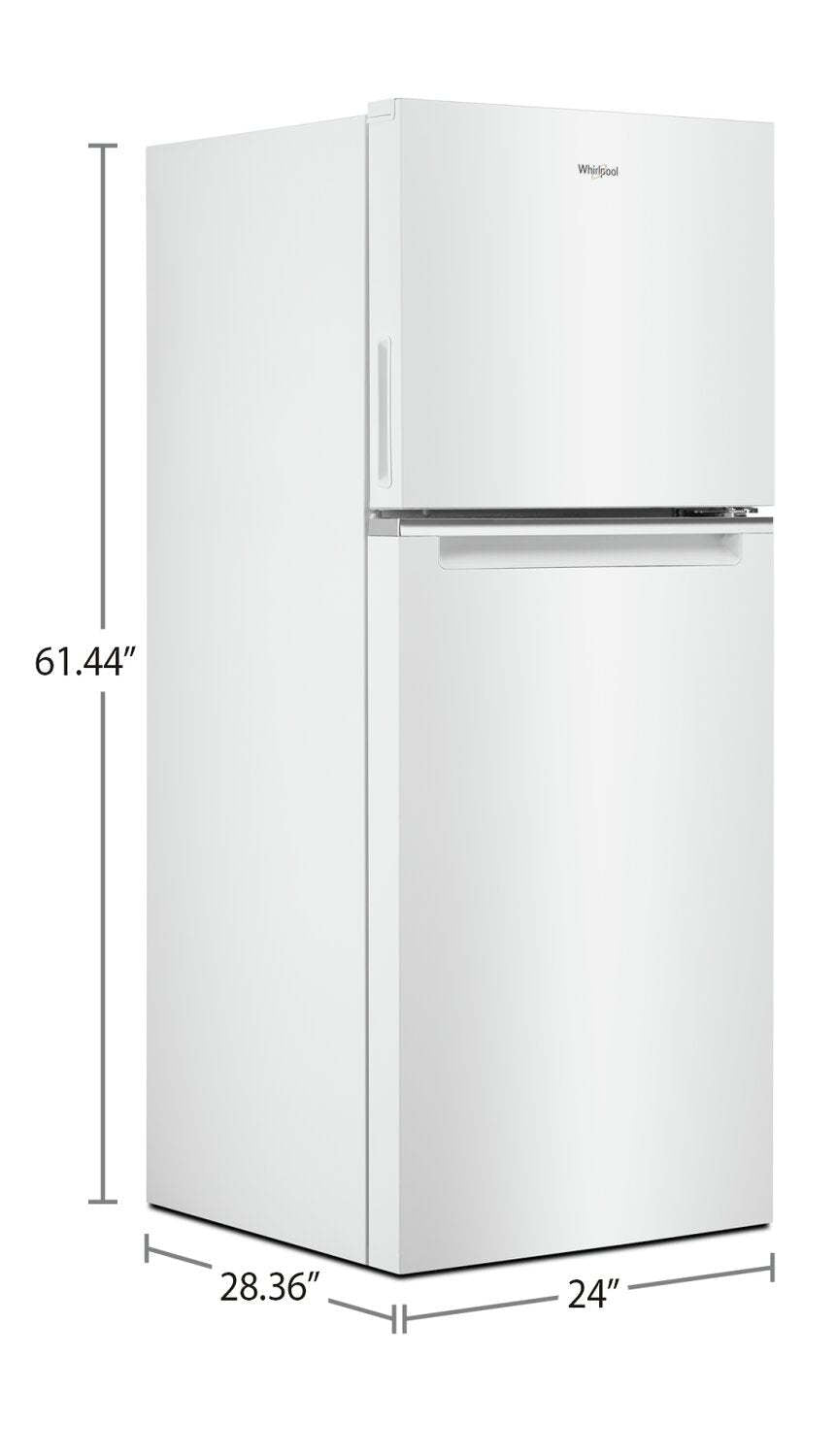 Réfrigérateur Whirlpool de 24 po et de 11,6 pi³ à congélateur supérieur - blanc - WRT112CZJW | Tourbillon 24 11,6 Cu. Fort. Réfrigérateur à congélateur supérieur - Blanc - WRT112CZJW