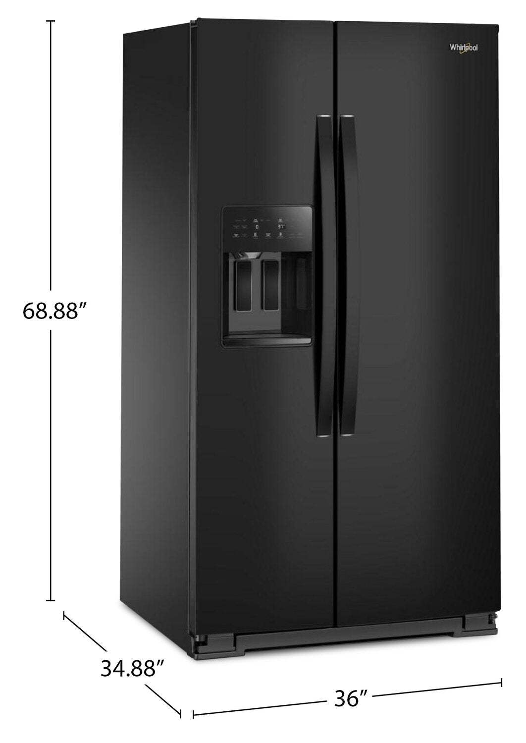 Whirlpool 36 28,7 pi³ Réfrigérateur à compartiments juxtaposés – Noir - WRSF5536RB | Réfrigérateur Whirlpool de 28,7 pi³ et de 36 po à compartiments juxtaposés - noir - WRSF5536RB | WRSF553