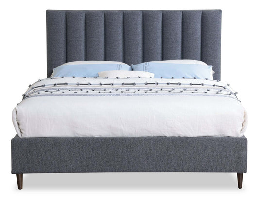 Kort & Co. Lit plateforme rembourré Rain en tissu anthracite, capitonné - Queen Size | Lit plateforme rembourré Rain de Kort & Co. en tissu anthracite capitonné - format grand lit