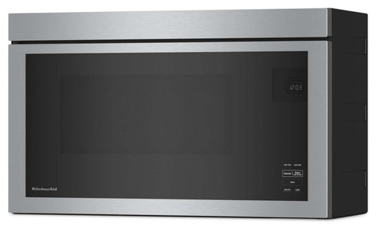 Quatre à micro-ondes à hotte intégrée KitchenAid de 1,1 pi³ à installation affleurée avec cuisson à 900 Watts - Acier inoxydable PrintShield…