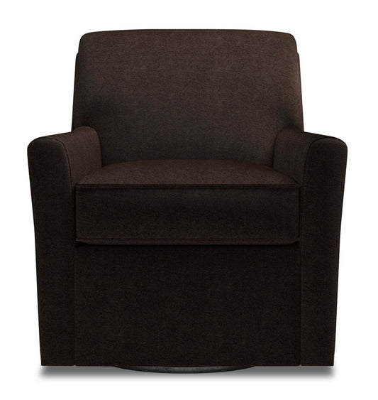 Fauteuil d’appoint pivotant personnalisable Sofa Lab de 31 po fabriqué au Canada en tissu de chenille - brun Luxury Chocolate | SWIV3293