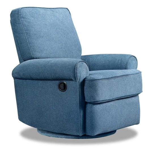 Fauteuil pivotant, coulissant et inclinable Bevin de 34,4 po en tissu de chenille - bleu