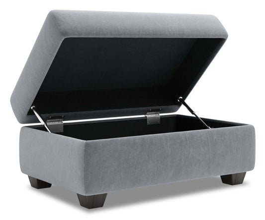 Fabriqué au Canada Pouf de rangement personnalisable The Trunk 39 en tissu de velours - gris | Pouf de rangement The Trunk de Sofa Lab de 39 po fabriqué au Canada en tissu de velours - gris | TRUN2888