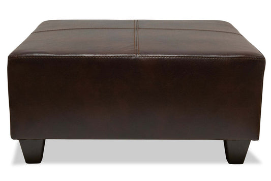 Fabriqué au Canada Pouf Addison 37 en similicuir - Brun | Pouf Addison de 37 po fabriqué au Canada d'apparence cuir - brun