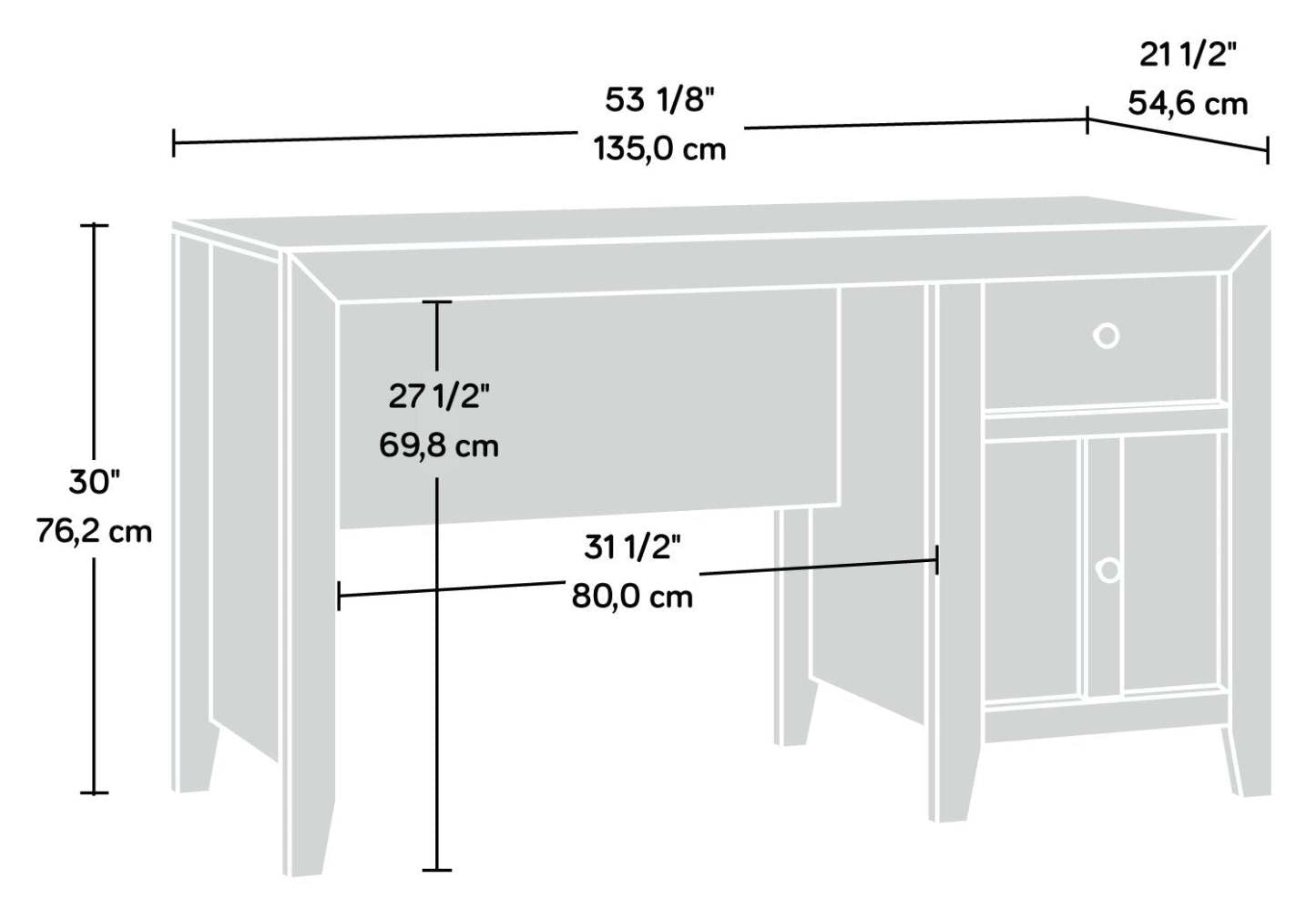 Dakota Pass 53.15 Computer Office Desk with 2-Drawers - Craftsmen Oak|Bureau d'ordinateur Dakota Pass de 53,15 po à 2 tiroirs - chêne artisanal