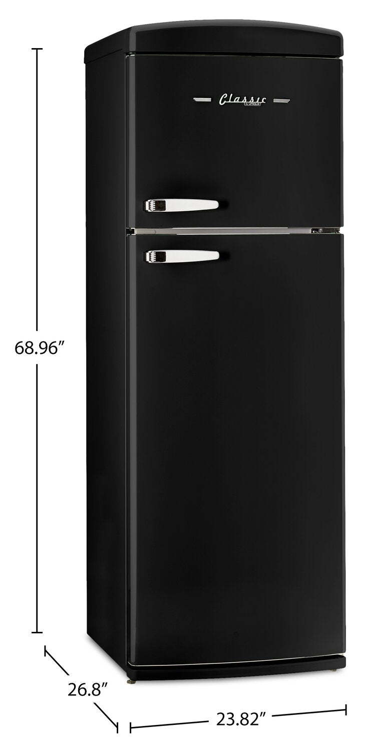 Unique Classic Retro 24 11 Cu Ft. Top Freezer Refrigerator – Midnight Black - UNQ-310L B TM | Réfrigérateur Classic Rétro d’Unique de 24 po et de 11 pi3 à congélateur supérieur - noir minuit - UNQ-310L B TM