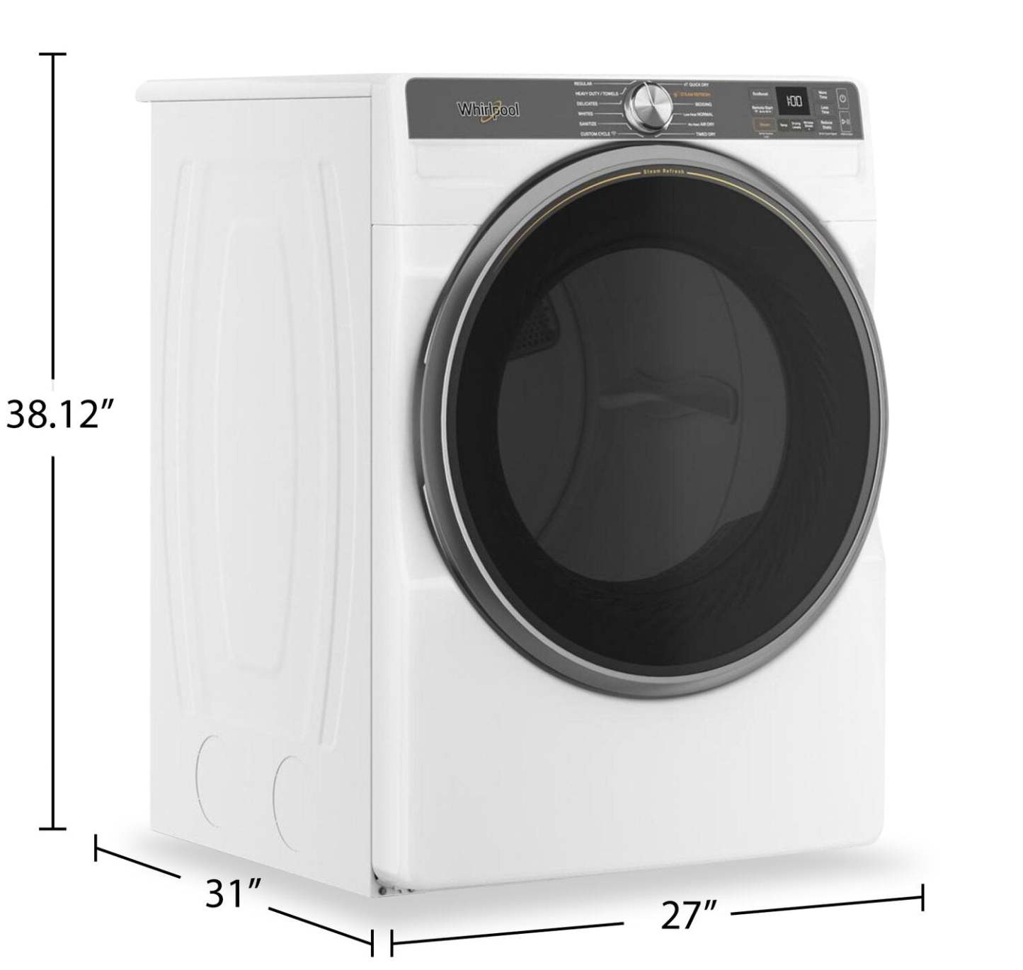 Whirlpool 7,4 pi³ Sécheuse électrique intelligente avec vapeur - YWED6720RW | Sécheuse électrique intelligente Whirlpool de 7,4 pi³ avec vapeur - YWED6720RW | YWED672W