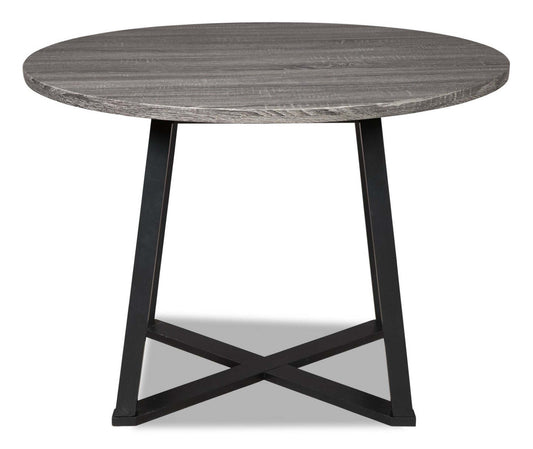 Table de salle à manger Cole, métal, mélamine, base géométrique, ronde 42 W - Gris | Table de salle à manger ronde Cole de 42 po (L) en métal et mélamine avec base géométrique - grise