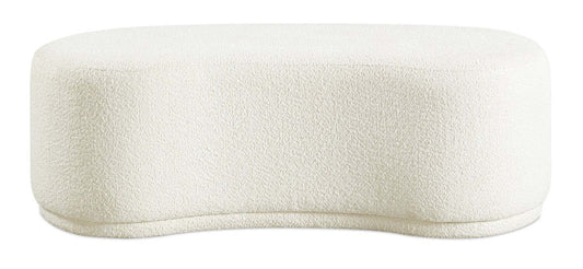 Maren 47.25 Banc courbé en tissu - Crème | Banc arrondi Maren de 47,25 po en tissu - crème