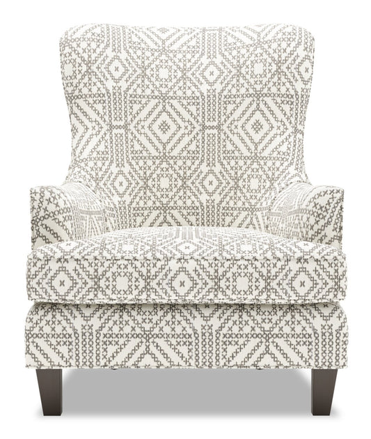 Fauteuil d'appoint à oreilles Sofa Lab personnalisable de 32 po fabriqué au Canada en tissu - Greystone multicolore | AILE1155