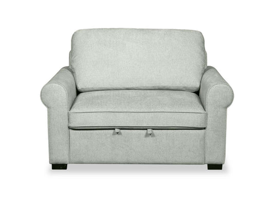 Scott Living Haven 55 Fauteuil-lit en tissu chenille avec pattes en bois - bleu écume de mer