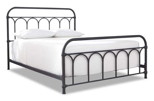 Lit en métal Nora avec tête de lit et cadre, noir - Grand lit | Lit Nora en métal avec tête de lit et cadre de lit, noir - format grand lit