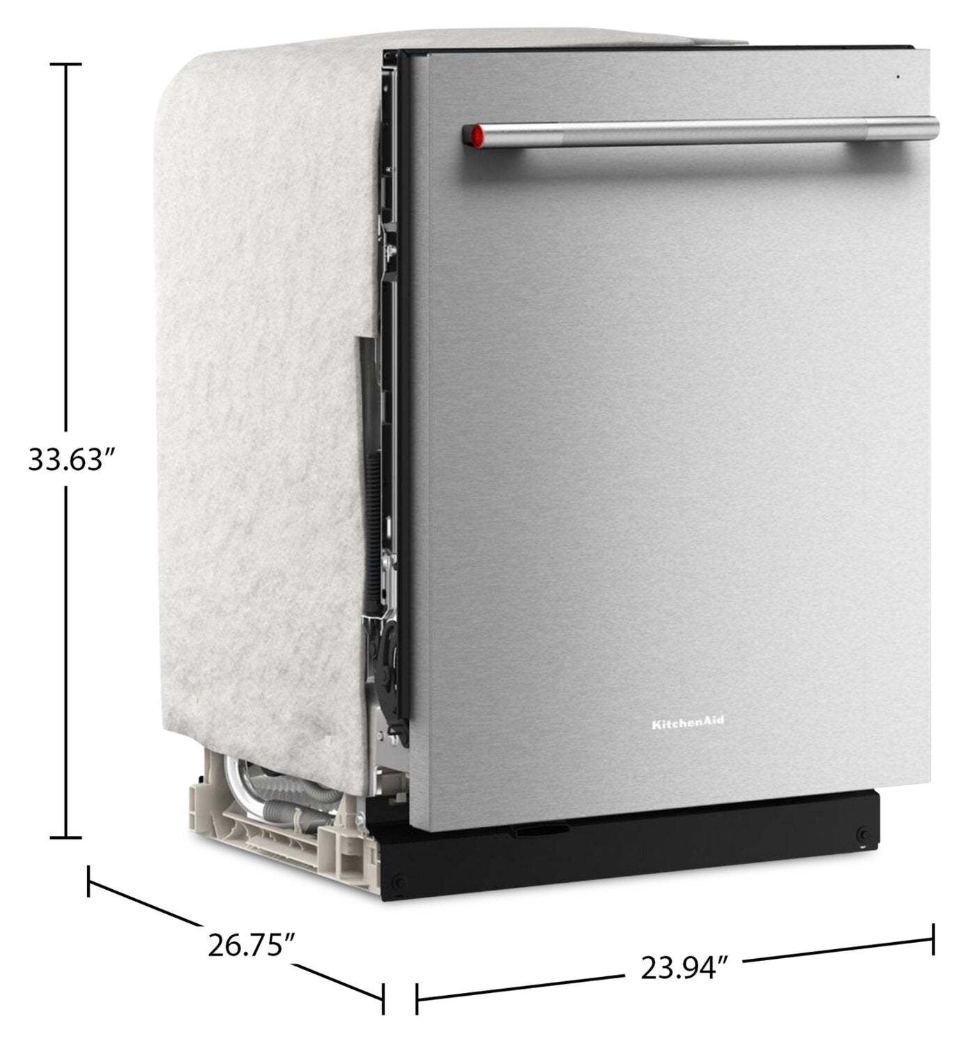 Lave-vaisselle KitchenAid de 24 po et de 44 dBA avec troisième panier 360° Max JetsMC - acier inoxydable avec fini PrintShieldMC - KDTS624SPS