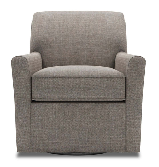 Fauteuil d'appoint pivotant personnalisable Sofa Lab de 31 po fabriqué au Canada en tissu d'apparence lin - gris Luna Smoke | SWIV2391