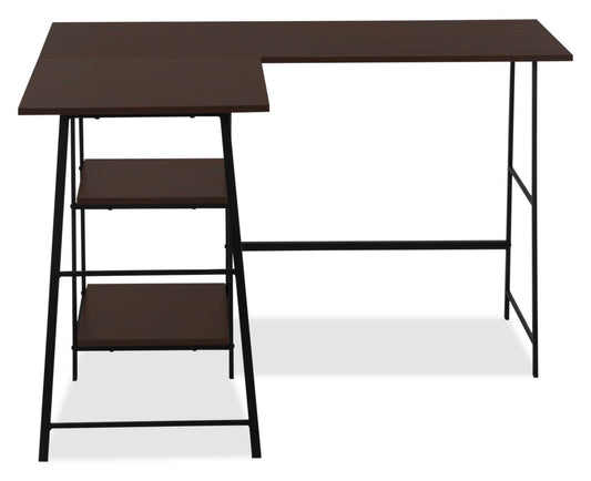 Evlin 42 L-Shaped Office Desk with Shelves - Espresso|Bureau en forme de L Evlin de 42 po à tablettes - espresso