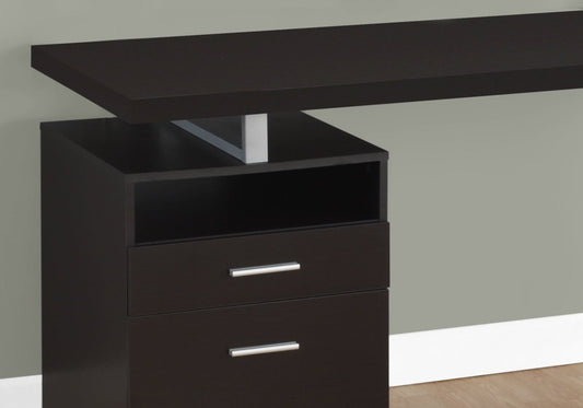 Bureau réglable Heather 60 avec 2 tiroirs et compartiment ouvert - Espresso|Bureau réglable Heather de 60 po à 2 tiroirs et compartiment ouvert - espresso
