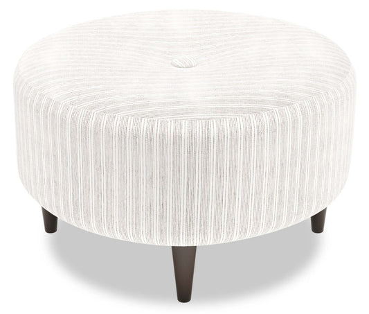 Pouf The Curve 31 en tissu, blanc dauphin, fabriqué au Canada | CURV1160