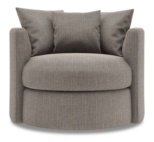 Fauteuil d'appoint pivotant Nest de Sofa Lab de 41 po fabriqué au Canada en tissu d'apparence lin - gris Luna Smoke | NID2391