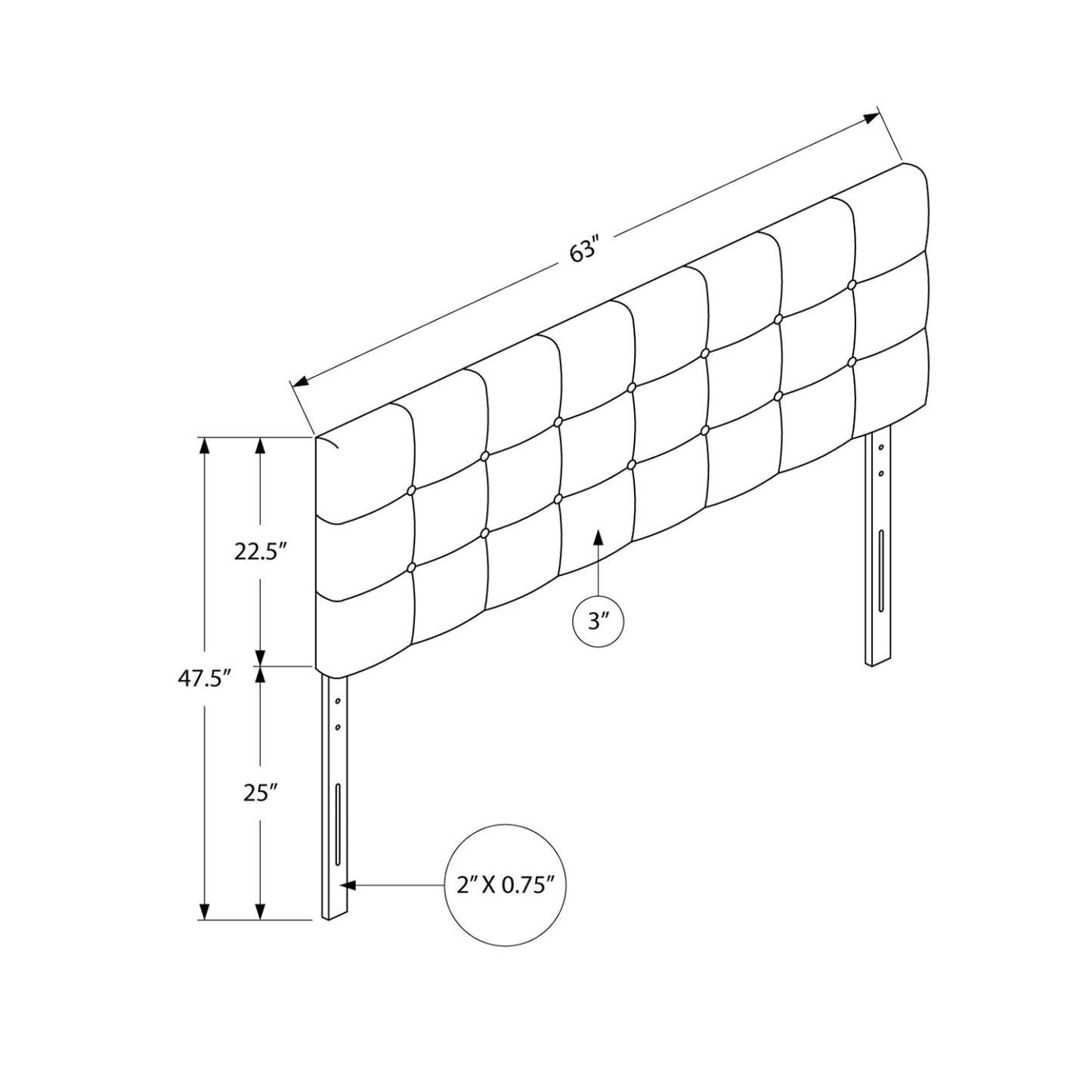 Tête de lit rembourrée Estel en tissu de cuir végétalien marron, capitonné à boutons - Queen Size | Tête de lit rembourrée Estel en tissu de cuir végétalien brun avec capitonnage à boutons - format grand lit