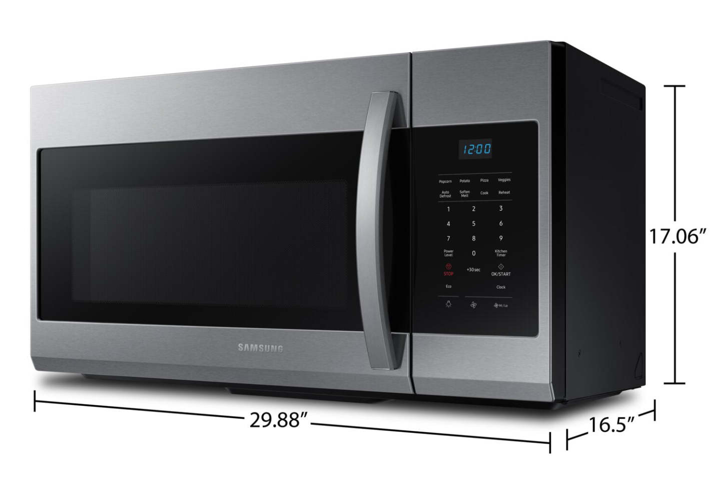 Samsung 1,7 Cu. Fort. Micro-ondes à grande portée avec 300 CFM et cuisson et réchauffage automatiques - Acier inoxydable -… | Quatre à micro-ondes à hotte intégrée Samsung de 1,7 pi³ avec 300 pi³/min, Wi-Fi et cuisson et réchauf…