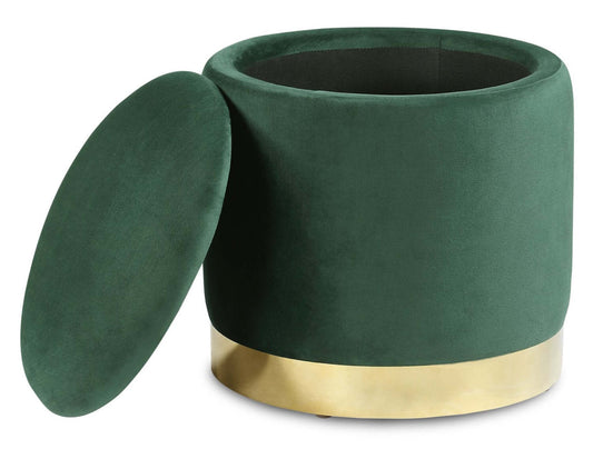Phebe 16.5 Storage Ottoman with Gold Trim Base - Vert|Pouf de rangement Phebe de 16,5 po avec base à bordures dorées - vert