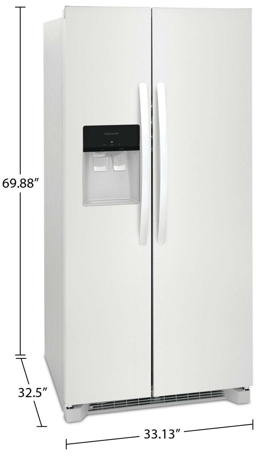Réfrigérateur Frigidaire de 22,3 pi³ et de 33 po de profondeur standard à compartiments juxtaposés - Blanc - FRSS2323AW | Frigidaire 33 22,3 pi³ Réfrigérateur à profondeur standard à côtés juxtaposés…