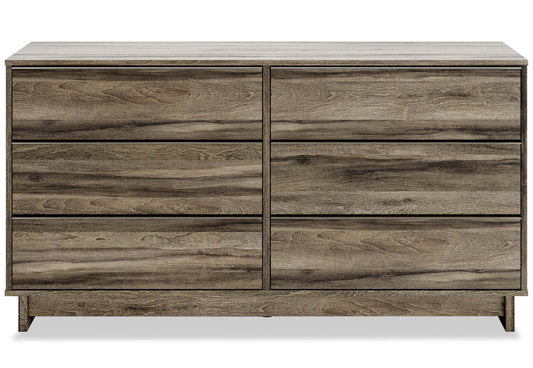 Commode à 6 tiroirs pour chambre à coucher Arik, 59 L x 30,8 H - Marron | Commode Arik de 59 po (L) x 30,8 po (H) à 6 tiroirs pour la chambre à coucher - brune